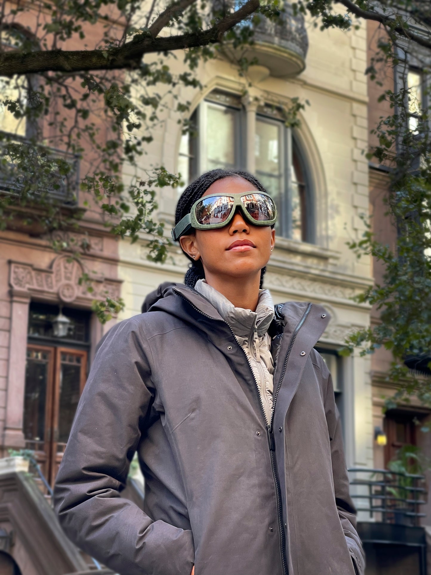 Green Linen/Silver Goggles