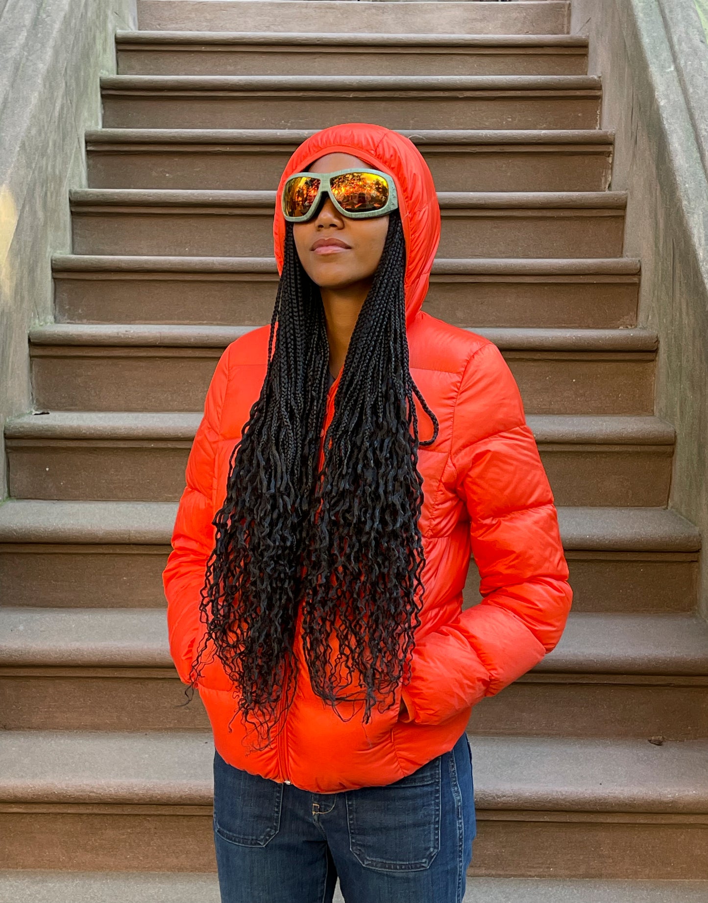 Green Linen/Orange Goggles