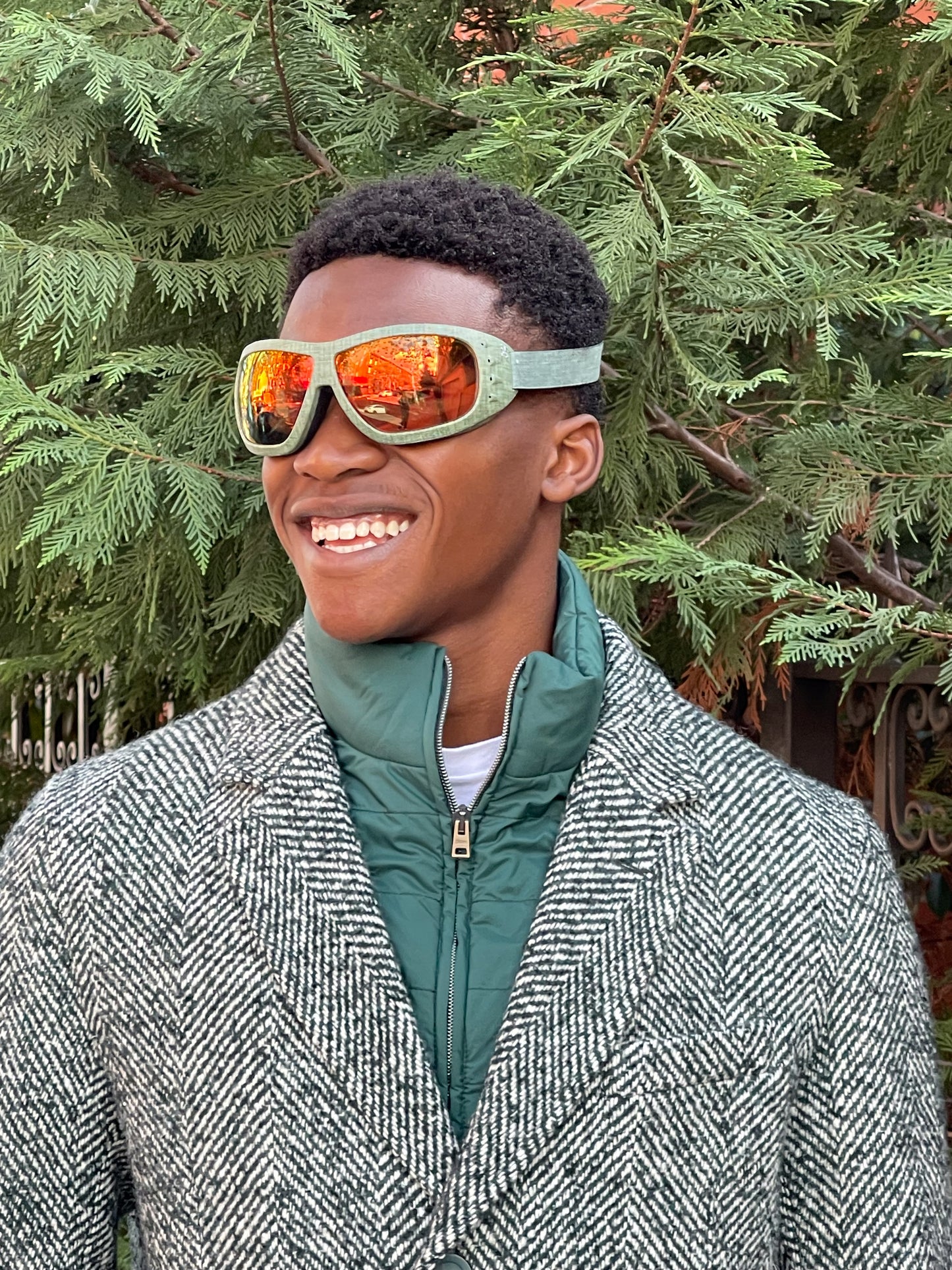Green Linen/Orange Goggles