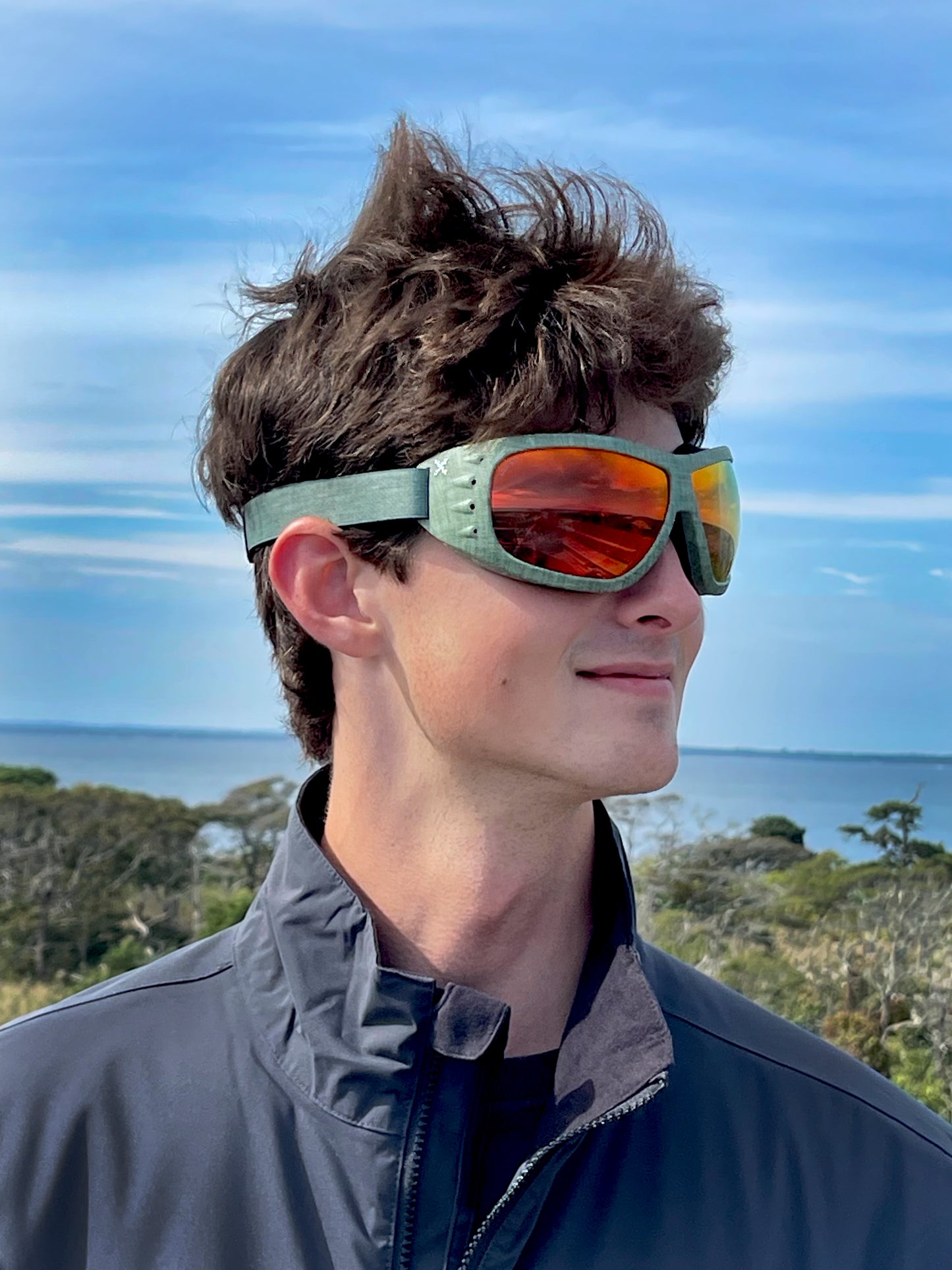 Green Linen/Orange Goggles